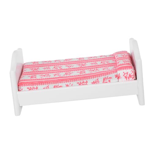 SOIMISS Maßstab Rotes Weiß Gestreiftes Mini Bett Leichtes Glattes Schlafzimmer Deko Ornament für Mini Haus Landschaft Tragbar und Einfach zu Verstauen von SOIMISS
