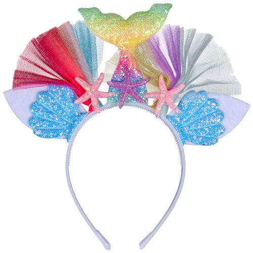 SOIMISS Meerjungfrau Prinzessin Stirnband Pailletten Regenbogen Fisch Haar Reifen Frühlingshaarschließe Haarband Kopfbedeckung Kostüm Haar Zubehör für Kopfschmuck Ornament von SOIMISS