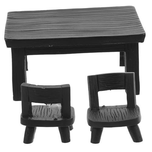 SOIMISS Micro Landscape Miniatur Möbel Set aus Resin mit Mini Tisch und Stühlen in Schwarz Detaillierte Puppenhaus Deko für Feengarten für Gartenlandschaft DIY Projekte und Miniatur von SOIMISS