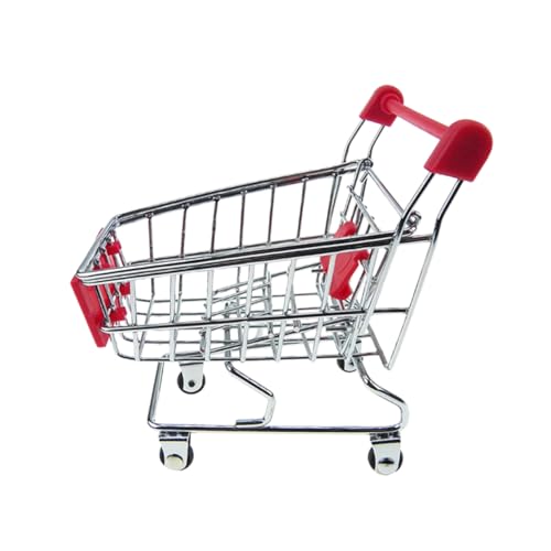 SOIMISS Mini Einkaufswagen aus Metall mit Elektroplattierung Kindersicherer Spieltrolley für Rollenspiele Multifunktionale Aufbewahrung für Stifte und Accessoires Farblich Zufällige Farbe von SOIMISS