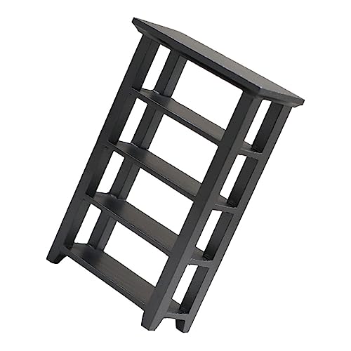 SOIMISS Mini Hausblumenregal Mini -Bücherregal Mini - Miniatur -Bücherregal für kinderspielzeug Modellbau - Mini-Hausschmuck winzige Möbel Holz Black von SOIMISS