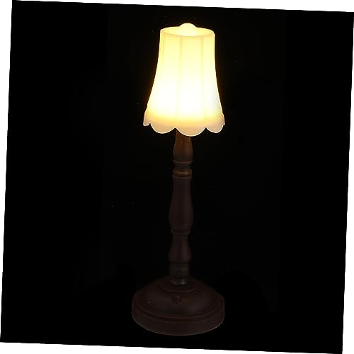 SOIMISS Mini LED Stehlampe für Puppenhaus Vintage Miniaturlampe mit Integriertem Akku Dekorative Tischlampe für Kinderzimmer und Schlafzimmer Kaffeefarben von SOIMISS