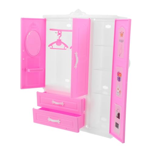 SOIMISS Mini Princess Garderobe Mini-Kleiderschrank Miniatur Kleiderschrank Puppenhausschrank Puppenhaus Schlafschrank für Dollhouse Plastik Rosa von SOIMISS