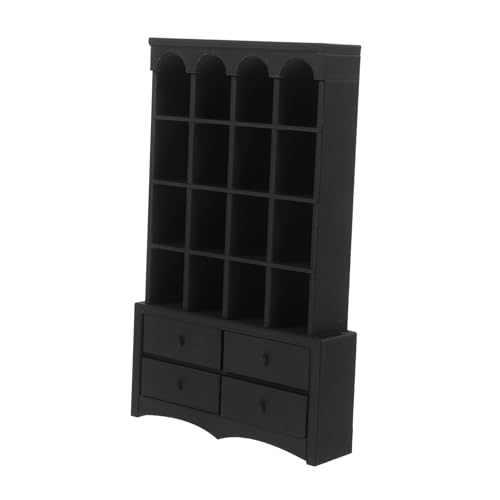 SOIMISS Miniatur Bücherregal Holz Schwarz Miniatur Aufbewahrungsschrank Detailgetreu Funktional Für Puppenhaus Schlafzimmer Dekoration von SOIMISS