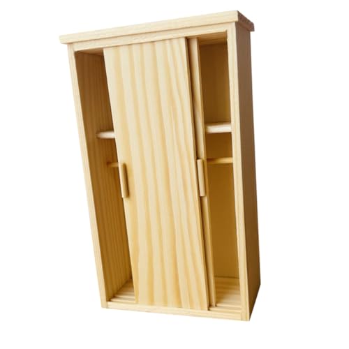 SOIMISS Miniatur Holz Kleiderschrank Mini Puppenhaus Möbel Schrank Miniatur Schrank Dekoration Holz Möbel Hellgelb Robust für Puppenhaus Mikro Landschaft Fotorequisite von SOIMISS