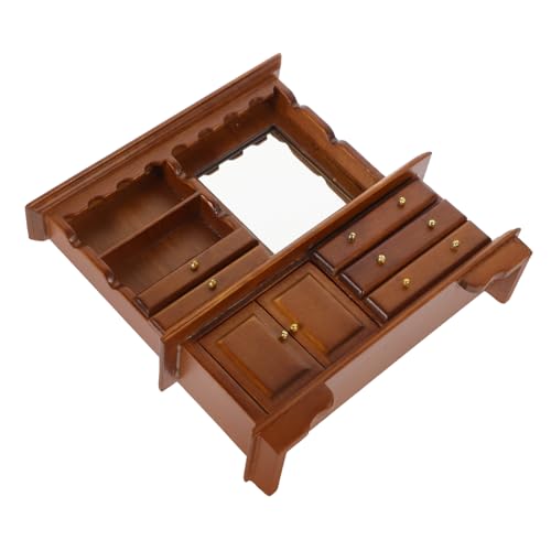SOIMISS Miniatur Holzkommode für Puppenhaus Vintage Miniaturmöbel Natürlicher Holzschrank DIY Miniatur Schlafzimmer Deko Robustes Puppenhaus Zubehör Walnussfarbe von SOIMISS