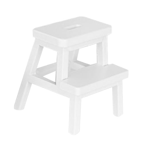 SOIMISS Miniatur Holztritt Hocker Puppenhaus Zubehör Weißer Mini Holz Hocker mit Glatter Oberfläche Realistische Form Platzsparend für Puppenhaus Dekoration Geeignet für Schlafzimmer von SOIMISS