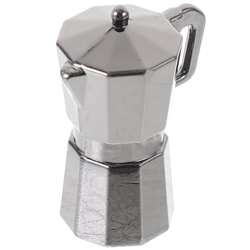 SOIMISS Miniatur Kaffeemaschine Puppenhaus Zubehör Realistischer Mini Kaffee und Mokkakanne Metallmodell mit Griff Detailgetreues Küchenaccessoire für Puppenhaus Küchenszene Langlebig und von SOIMISS