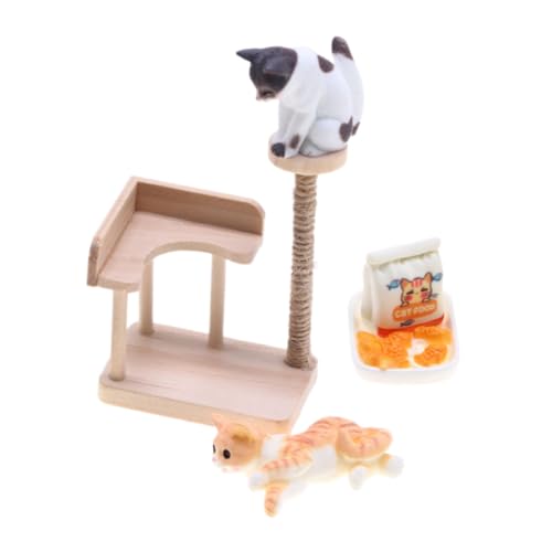 SOIMISS Miniatur Katzenkratzbaum Modell Handgefertigte Miniatur Katzenfigur und Puppenhaus Zubehör Glatte Oberfläche Stabil Dekorativ für Mikrolandschaft und für Katzenliebhaber von SOIMISS