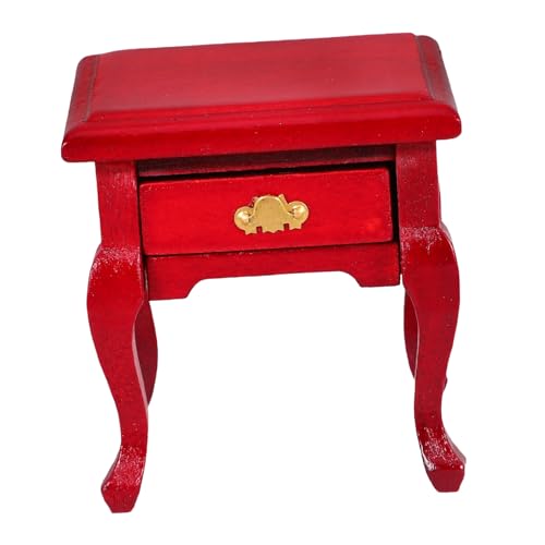 SOIMISS Miniatur Nachttisch mit Schublade Französischer Landhausstil Puppenhaus Möbel Vielseitiger Beistelltisch für Schlafzimmer Wohnzimmer Robuste Miniaturmöbel für Puppenhaus Zubehör von SOIMISS