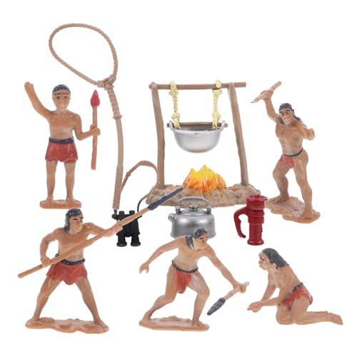 SOIMISS Miniatur Urmenschen Figuren und Survival Werkzeuge Kunststoff Simulation Mikro Landschaft Dekoration für Garten Sandkasten Geburtstagsfeier Basteln und Lernspielzeug von SOIMISS