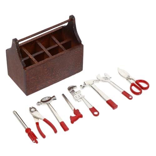 SOIMISS Miniatur Werkzeugkoffer Metallwerkzeugen Realistische Miniatur Zubehörbox für Puppenhaus Dekoration Langlebig und Tragbar Geeignet für Modellfotografie von SOIMISS