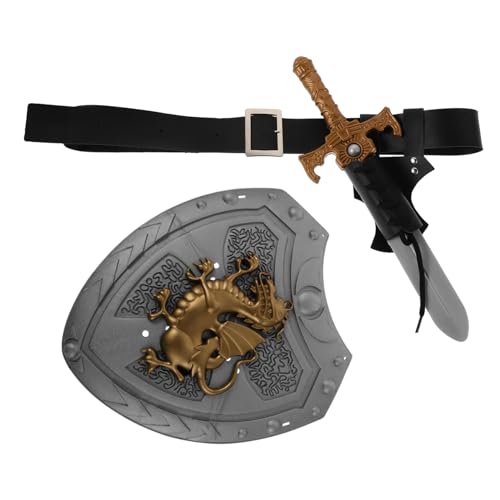 SOIMISS Mittelalterliches Ritter Kostüm Zubehör mit Robustem Römischem Schild Schwertscheide und Gürtel für Cosplay Piraten-Rollenspiele und Renaissance-Festivals von SOIMISS