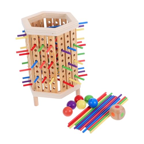 SOIMISS Montessori Holz Spielset Bunte Holzstäbchen Motorisches Lernspiel Pädagogisches Familienspiel Fördert Feinmotorik Hand Auge Koordination und Strategisches von SOIMISS