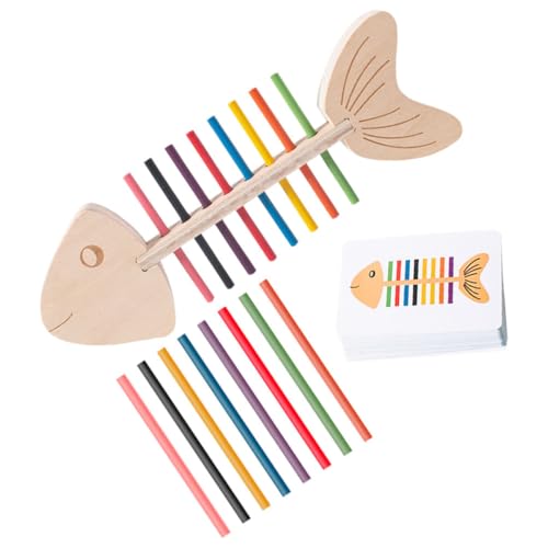 SOIMISS Montessori Holzspielzeug Farbensortierer für Kleinkinder Sensorisches Lernspielzeug mit Doppelseitigen Karten und Holzstäben Motorische Feinförderung und Farberkennungsspiel für von SOIMISS