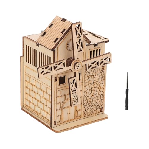 SOIMISS Musikspieluhr Holz Windmühle für Lernspielzeug mit Puzzlefunktion Inklusive Schrauben und Schraubendreher Sicherer Glatter Oberfläche Fördert Logisches Denken und Kreativität von SOIMISS