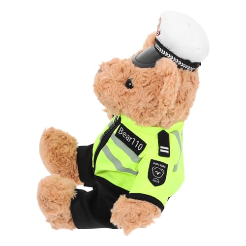 SOIMISS Plüschbär Verkehrspolizist mit Uniform und Mütze Weiches Kuscheltier für Mädchen Lernspielzeug zur Verkehrserziehung und Begleiter von SOIMISS