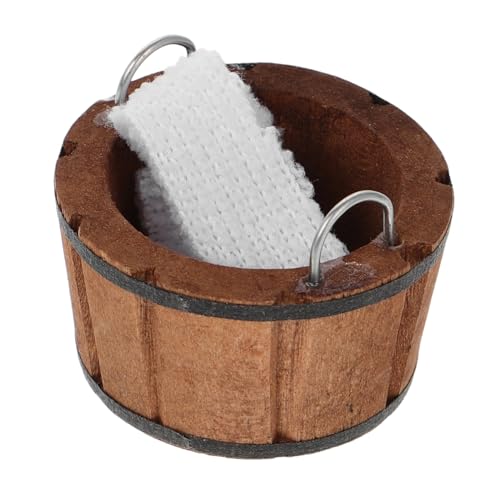 SOIMISS Puppenhaus Badezimmer Zubehör Set mit Mini Holzbadewanne und Handtuch Realistische Miniaturmöbel für Tiny Houses Sichere Spielfiguren Badewanne Vielseitig Kombinierbar von SOIMISS