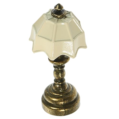 SOIMISS Puppenhaus Mini Retro Tischlampe Mini-licht-puppenhaus- Puppenhauslichter Miniatur-möbellampe Puppenhaus-led-schreibtischlampe Puppenhauslampe Klein Szene Legierung Weiß von SOIMISS
