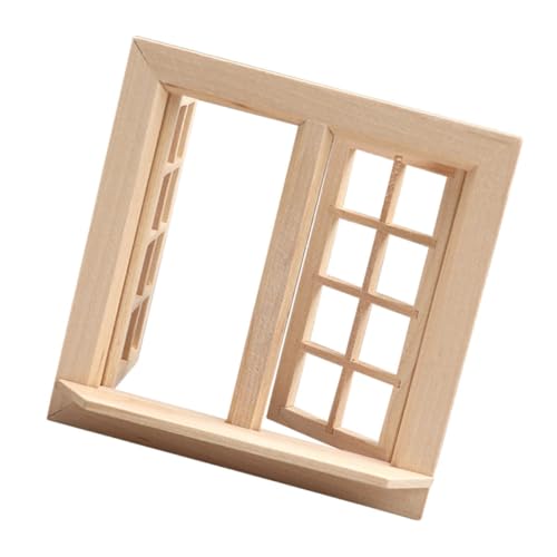 SOIMISS Puppenhaus-Modell Mini Möbel Fenster Winzig Bausatz Doppelt Miniatur Feld Puppenzubehör Mini-hausschmuck Puppenhausverzierung Puppenhauszubehör Kinderspielzeug Khaki Hölzern von SOIMISS
