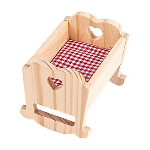 SOIMISS Puppenhaus Zubehör Puppe Puppenhaus Bett Puppe Krippe Puppe Krippe Puppe Möbel Bett Puppenhaus Krippe Holz Puppe Wiege Tuch von SOIMISS