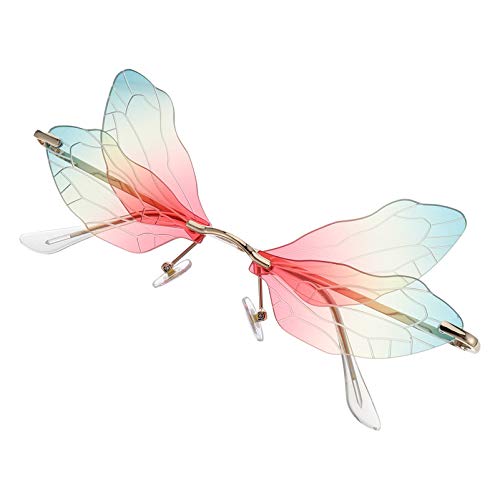 SOIMISS Randlose Sonnenbrille Unregelmäßigen Libelle Flügel Party Sonnenbrille Gläser Halloween Karneval für Frauen männliches erwachsenes Kind von SOIMISS