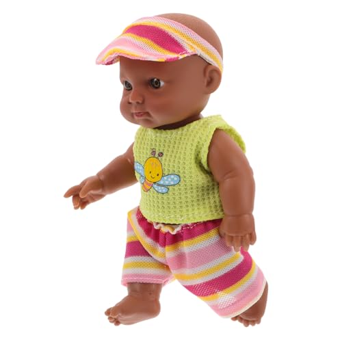 SOIMISS Realistische Große Afroamerikanische Babypuppe Lebensechte Mini Babypuppe mit Weichem Körper Tragbar für Kleinkinder Authentisches Design für Rollenspiele von SOIMISS