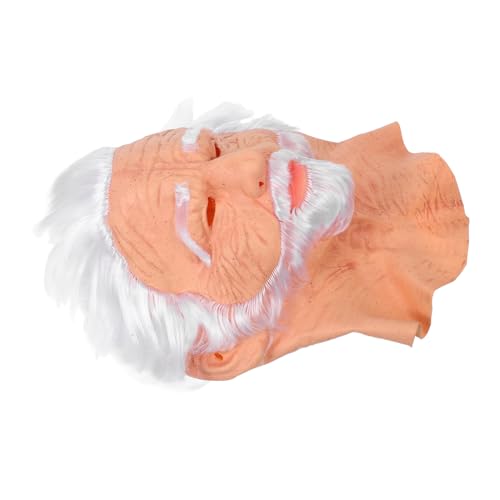 SOIMISS Realistische Halloween Maske Alte Mann Vollkopf Kopfmaske mit Weißem und Haar Weiches Atmungsaktives Material Wiederverwendbar für Karneval Maskerade und Kostümparty von SOIMISS