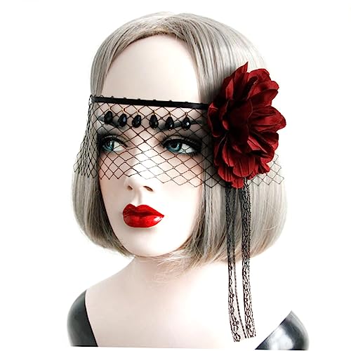 SOIMISS Retro Schwarze Spitzen Velours Kopfbedeckung Haarschmuck Für Halloween Und Maskeraden Halbe Für Kostümpartys Und Cosplay Dekoration von SOIMISS