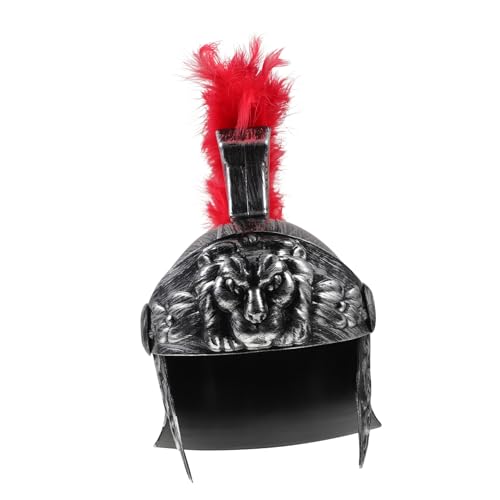 SOIMISS Römischer Cosplay Helm für Herren Stabiler Kunststoff Mittelalter Helm mit Federbesatz Historisches Römisches Kriegerkostüm Zubehör für Halloween Karneval und Partys von SOIMISS