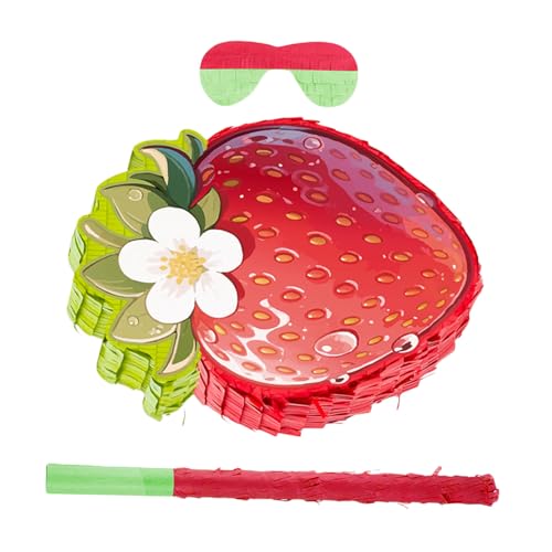 SOIMISS Rote Erdbeer-piñata mit Stick und Augenbinde Geburtstagsdeko für Lebensmittel-themenparty-spiel Strapazierfähige Karton-dekoration für Sommerfeste und Fiestas SOIMISS Rote Erdbeer-piñata mit Stick und Augenbinde Geburtstagsdeko für Lebensmittel-themenparty-spiel Strapazierfähige Karton-dekoration für Sommerfeste und Fiestas von SOIMISS