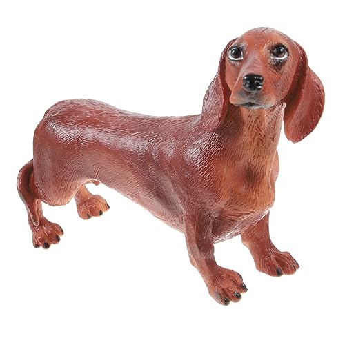 SOIMISS Simulation Realistische Hund Figurine Dekoration Kunststoff Dog Figurine für Kinderzimmer und Lernspielzeug Sicher und Langlebig Braune Nachbildung von SOIMISS