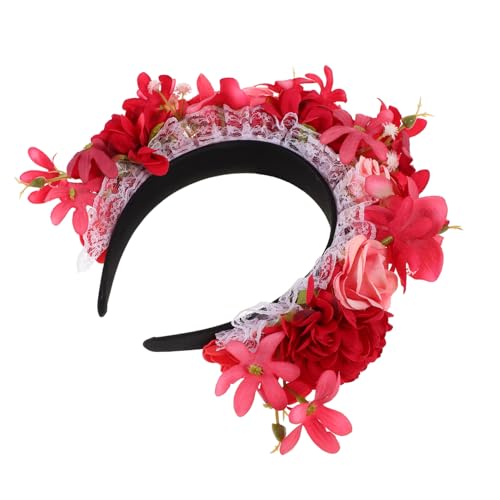 SOIMISS Simuliertes Rotes Rosen Haaraccessoire für Feiern Blumenkronen für Halloween und Fotoshootings Ethnischer Stil Kopfschmuck für Kostüme von SOIMISS