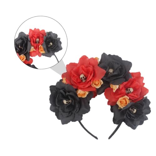SOIMISS Skull Haarschmuck Mexikanisches Blumen Haarnetz für Halloween Modisches Stirnband mit Floralen Akzenten für Partys und Festlichkeiten von SOIMISS