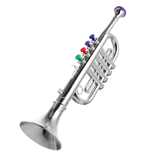 SOIMISS Spielzeugtrompete -musikhorn Lernen Trompete Simuliertes Instrumentenspielzeug Geräuschemacher Musikinstrumente Kleine Trompete Plastik Silver von SOIMISS