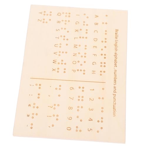 SOIMISS Tafel mit Braille-Alphabet Braille-Lernbrett Braille-Alphabet Lernen Braille-Lerntafel Braille-Unterricht Blinde Menschen unerlässlich Braille-Bücher Blinde Versorgung Holz Beige von SOIMISS