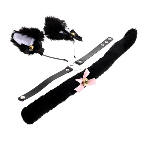 SOIMISS Teiliges Katzenohren Cosplay mit Glocken halsband und Spitzen schleife Leichtes Haarschmuck Mädchen für Halloween Fasching Kostüm Themenpartys von SOIMISS