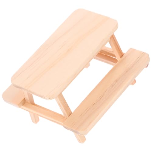 SOIMISS Tisch- Und Stuhlmodell Aus Holz Klein Puppe Zubehör Stütze Möbel Requisiten Winzig Realistisch Miniaturen Miniatur-picknicktisch Picknicktisch-Foto-Requisite Miniatur-außentisch von SOIMISS