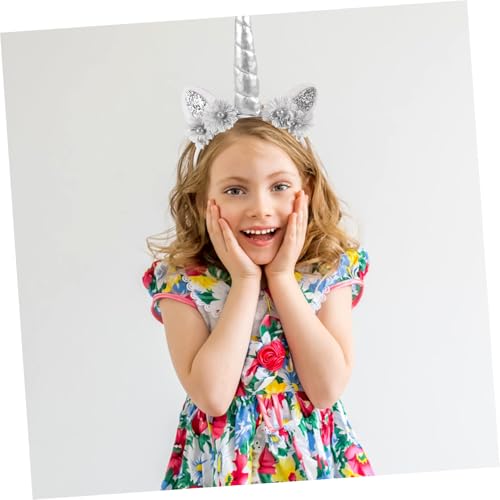SOIMISS Unicorn Headband mit Stoffblumen Elastisches Flexibles Stirnband für Mädchen Leichtes Party Haaraccessoire Einfarbig Silbergrau für Kostüm Geburtstag und Festival SOIMISS Unicorn Headband mit Stoffblumen Elastisches Flexibles Stirnband für Mädchen Leichtes Party Haaraccessoire Einfarbig Silbergrau für Kostüm Geburtstag und Festival von SOIMISS