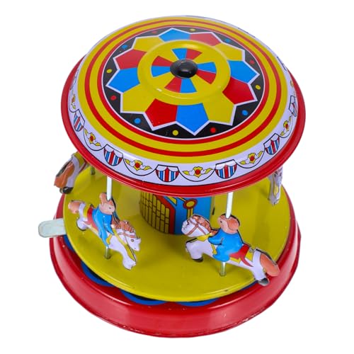 SOIMISS Vintage Karussell Aufziehspielzeug aus Robustem Blech Niedliches Drehbares Wind Up für Langlebig und Sicher als Nostalgisches und Dekoration für Sammler von SOIMISS