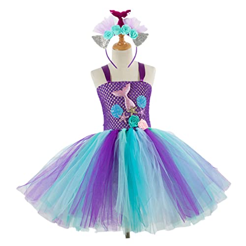 SOIMISS ädchen Tutu Rock Meerjungfrau Kleid Cosplay Kostü Für Party Und Geburtstag Mit Haarband Größe 6 7 Jahre Geeignet Für SX HD93434 von SOIMISS