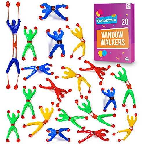 SOL Fenster-Krawler Sticky Men – 20 Stück | 8 cm Wand-Crawler Spielzeug für Kinder | Perfekt für Kinder-Partys und Geschenktüten | Inklusive Notizbuch von SOL