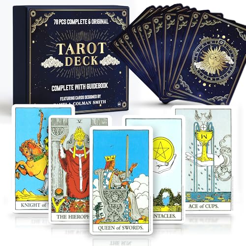 SOL Komplettes 78-teiliges Tarotkarten-Deck und Anleitungsbuch, originelle Karten im Vintage-Stil, Tarot-Deck mit Aufbewahrungsbox, Tarotkarten für spirituelles Lesen, Wahrsagerei SOL Komplettes 78-teiliges Tarotkarten-Deck und Anleitungsbuch, originelle Karten im Vintage-Stil, Tarot-Deck mit Aufbewahrungsbox, Tarotkarten für spirituelles Lesen, Wahrsagerei von SOL