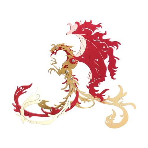 3D-Metall-Puzzle für Erwachsene, 28 + PCS Steampunk Suzaku Red Mythical Bird Assembly Kit, DIY Assembly Creative Metal Model Decoration Gift for Birthday Christmas von SOLIAXDIY