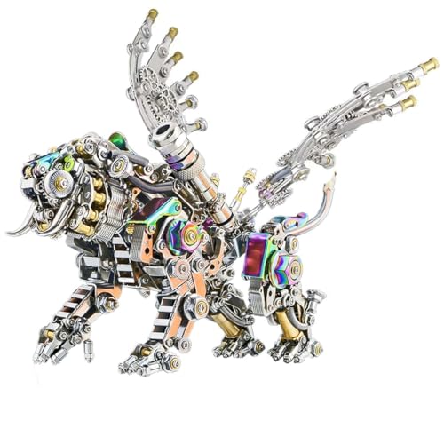 Mechanischer Bengalischer Tiger mit Flügel, 3D-Metall-Puzzle für Erwachsene, DIY-Steampunk-Tier-Bausatz, Sammlerstück, Desktop-Dekoration, Geschenk für Geburtstag, Weihnachten (700 + Teile/bunt) von SOLIAXDIY