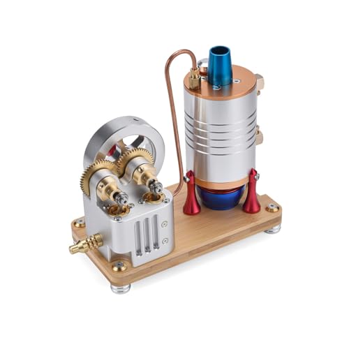 SOLIAXDIY Dampfmaschinen Metall Modell, Vertikale Zwei Zylindern Dampfmaschine mit Einwegkolben, CNC-Aluminiumkessel, Mechanisches Metallmotor Bausatz für Erwachsene (K007) von SOLIAXDIY