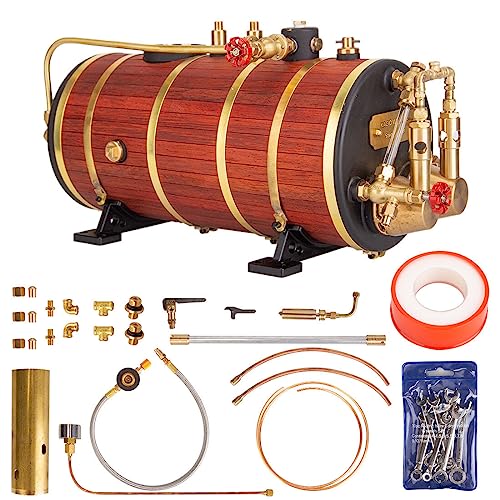 SOLIAXDIY KACIO WS100XL Kupfer Dampfkessel,1000ml Horizontal Doppel Brennrohr Kessel mit Sicherheitsventil & Druckanzeige für 1.0-1.5m Modellschiffe von SOLIAXDIY