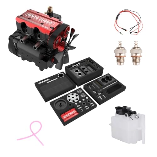 SOLIAXDIY SEMTO Engine ST-NF2 Motor Modell Kit, 7.0cc Inline Zweizylinder 4-Takt Nitro Engine Motor, Mini Metall Verbrennungsmotor DIY Bausatz Erwachsene (mit Zündsatz) von SOLIAXDIY