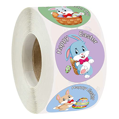 SOLUSTRE 1 Rolle 500 Stück Osteraufkleber Sticker Ostern Aufkleber Ostern Easter Candy Party Aufkleber Beschriftungen tierischer Geschenkaufkleber Aufkleberverzierung Kupferplattenaufkleber von SOLUSTRE
