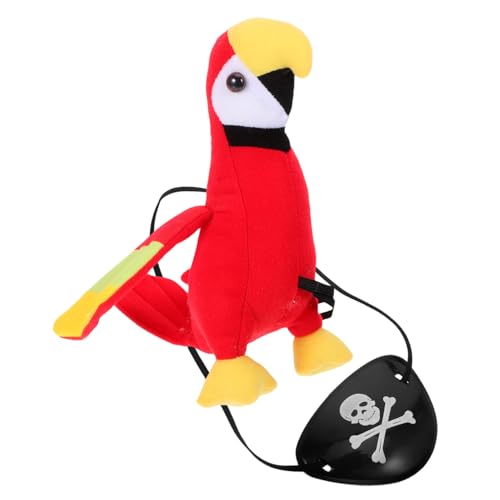SOLUSTRE 1 Satz Cosplay -Requisiten Schulterpapagei Kostüm Augenklappe Kostüm Dekoration Halloween-Cosplay-Requisiten Piraten-Requisiten Piratenzubehör Papageien -Outfit Partykostüm Plüsch von SOLUSTRE